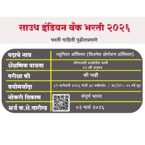South Indian Bank भरती 2026 – साउथ इंडियन बँक भरती 2026